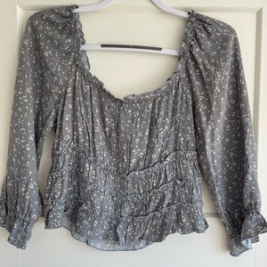 Kirious Los Angeles gray smock top, size L.